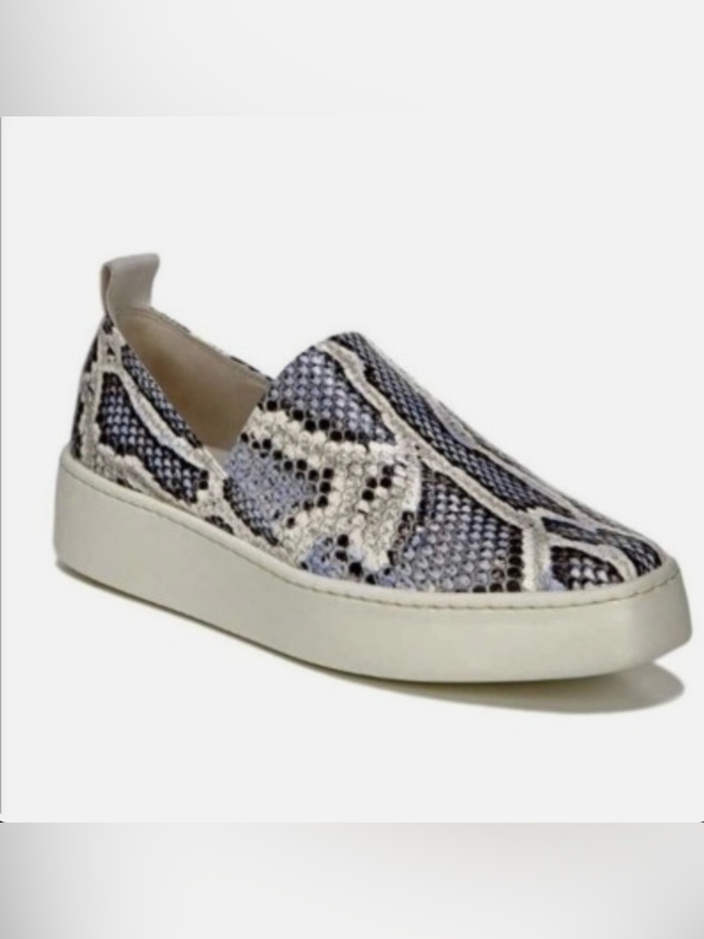 Vince Saxon-2 Platform Slip-on Snakeskin-embossed Leather Upper Sneakers Sz. 9.5